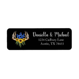 Etiqueta Rustic Wedding Floral Antlers Endereço