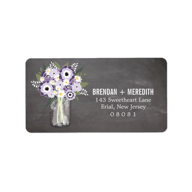 Etiqueta Rustic Wedding Mason Jar e Floral (Frente)