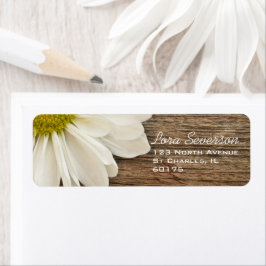 Etiqueta Rustic White Daisy Brown Barn Wood Endereço de ret