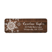 Rustic Winter Address Label Snowflakes sobre Madei