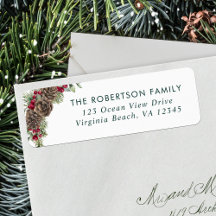 Rustic Winter Botanic Pine Cones Return Address