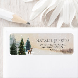 Etiqueta Rustic Winter Woodland Return Address
