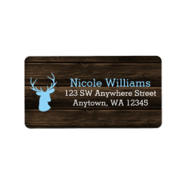 Etiqueta Rustic Wood Blue Buck Deer Address