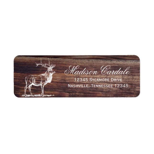 Etiqueta Rustic Wood Elk Wildlife Address Labels (Frente)