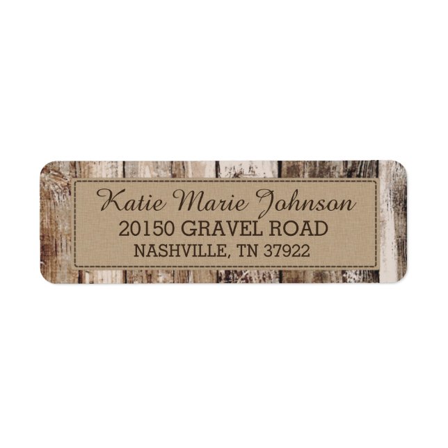 Etiqueta Rustic Wood Planks Country Western Wedle Label (Frente)