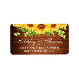 Etiqueta Rustic Wood Sunflower Floral Casamento
