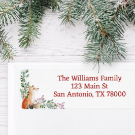Etiqueta Rustic Woodland Fox Holiday Endereço de Devolução