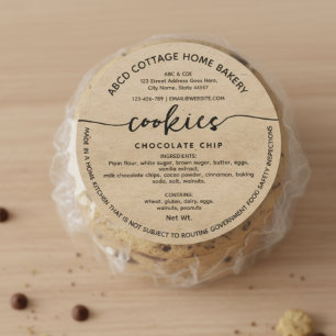 Etiqueta Rústica de Biscoitos de Papel Kraft Casa 