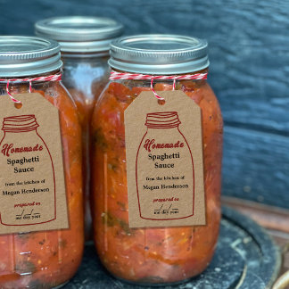 Etiqueta Rústica de Tripulação Vermelha Jar Kraft