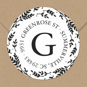 Etiqueta rústica do endereço do monograma da