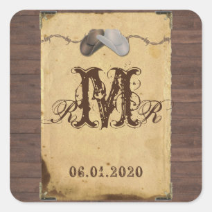 Etiqueta rústica do monograma dos chapéus de