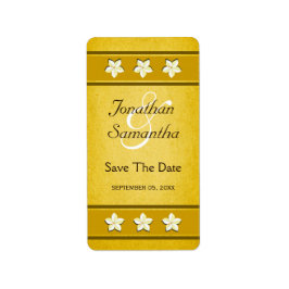 Etiqueta Rústica Floral Dourada Salva A Data Rótulos De Vin