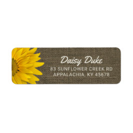 Etiqueta Rústico Burlap Sunflower Country Chic