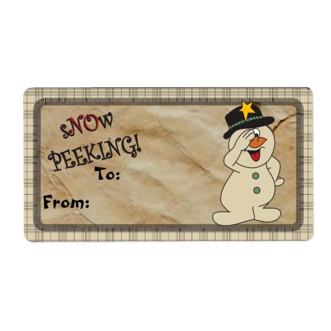 Etiqueta S"no"w Peeking Snowman Dags | Natal (Frente)