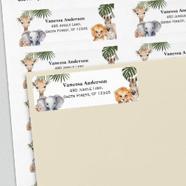 Etiqueta Safari Animais Selvagens Um Bebê Chá Retorno