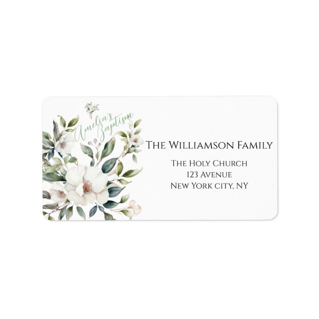 Etiqueta Sage Green Floral Baptism (Frente)