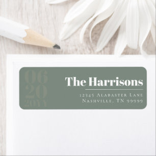 Etiqueta Sage Green Minimalist Bold Type Wedding Endereço