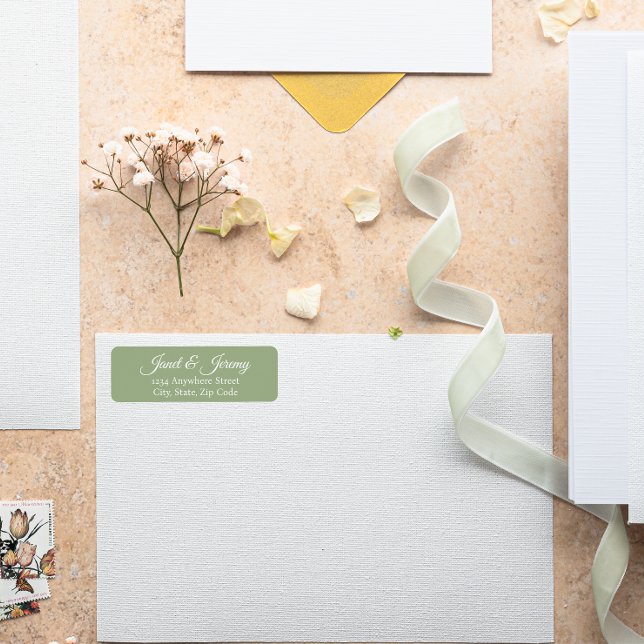 Etiqueta Sage Green Stylized Names Endereço de Devolução de (In Situ Wedding)
