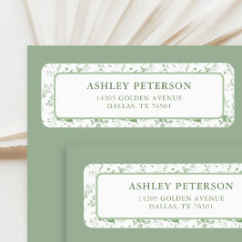 Etiqueta Sage Green Toile Floral Wedding Endereço de Devolu