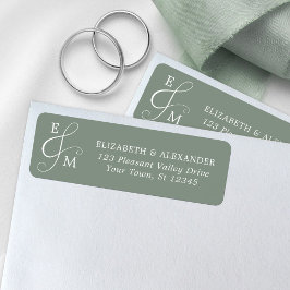 Etiqueta Sage Green Wedding Ampersand Return Endereço