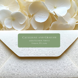 Etiqueta Sage Green White Typografia Casamento Endereço de