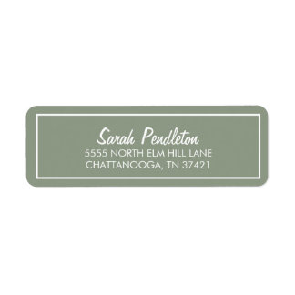 Etiqueta Sage Verde Moderno Branco Marfim Script