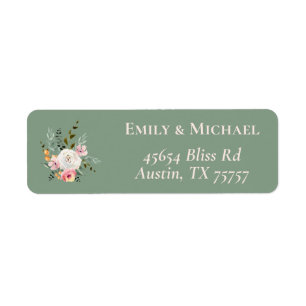 Etiqueta Sage White Blush Peach Floral Rótulo de Retorno F