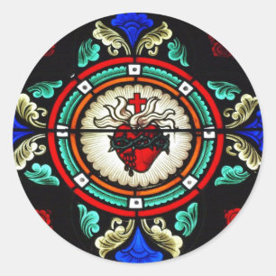 Etiqueta sagrado do vitral do coração