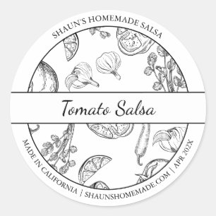 Etiqueta Salsa de Tomate em Esquema Preto e Branco