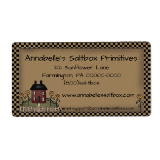 Etiqueta Saltbox Primitivo e Girassóis Personalizados