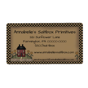 Etiqueta Saltbox primitivo & girassóis personalizados