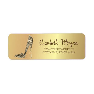 Etiqueta Saltos Altos de Diamante Dourado Elegante