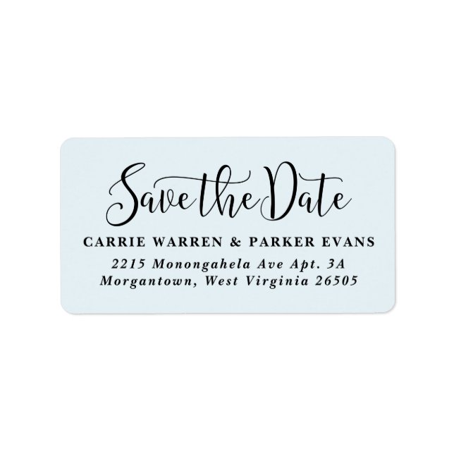 Etiqueta Salvar a data endereço de devolução elegante azul  (Frente)