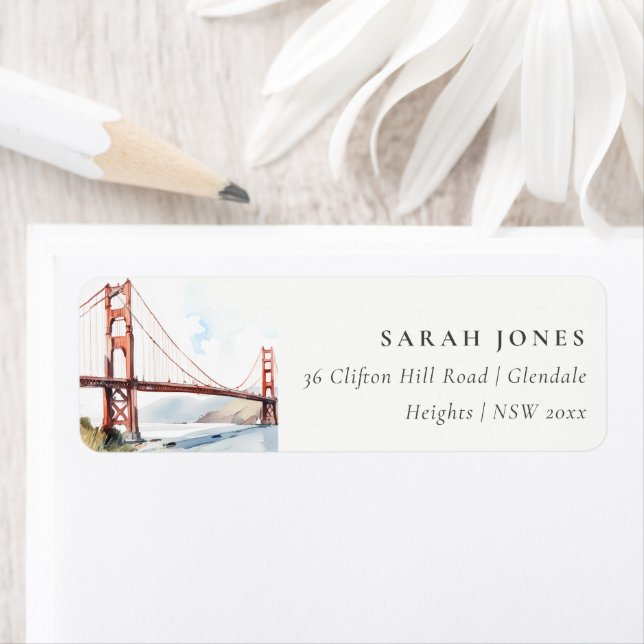 Etiqueta San Francisco Golden Gate Bridge Landscape Address (Insitu)