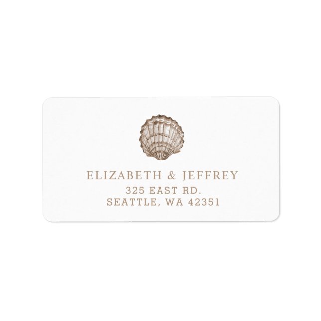 Etiqueta Sandy Seashells Marine Ocean Beach Wedding (Frente)