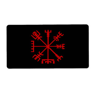 Etiqueta Sangue Vegvísir vermelho (compasso de Viking)