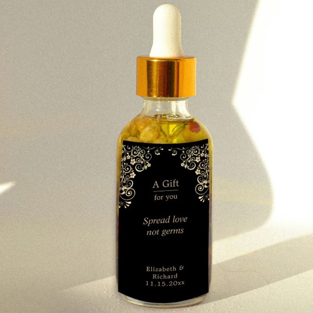 Etiqueta Sanitizer Dourado de Mão Preta Personalizado (Criador carregado)