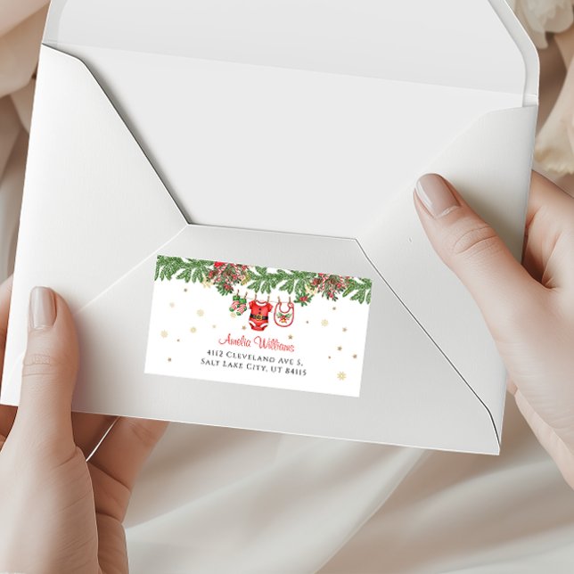 Etiqueta Santa Baby Christmas Address Design (Criador carregado)