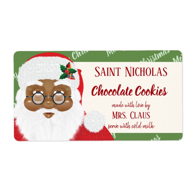 Etiqueta Santa Claus African Christmas Cookie Gift (Frente)