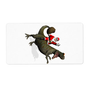 Etiqueta Santa Claus Andando Em Allosaurus
