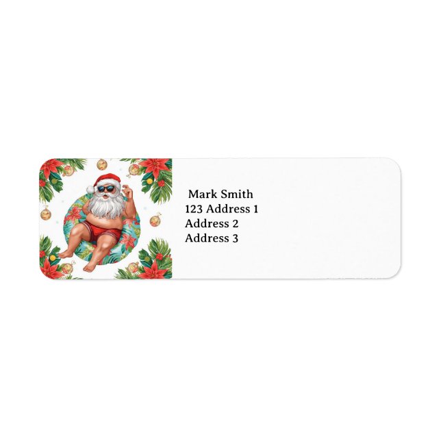 Etiqueta Santa Claus Christmas Pool Party  (Frente)