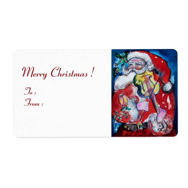 Etiqueta SANTA CLAUS COM VIOLINA Natal Musical (Frente)