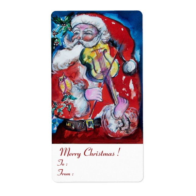 Etiqueta SANTA CLAUS COM VIOLINA Natal Musical (Frente)