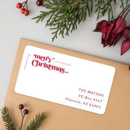 Etiqueta Santa Red Script Merry Christmas Return Address