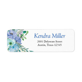Etiqueta Sapphire Blue Floral Return Address