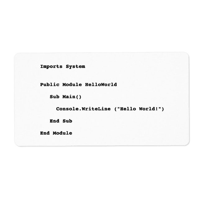 Etiqueta Saudação Mundial do Visual Basic Hello (Frente)