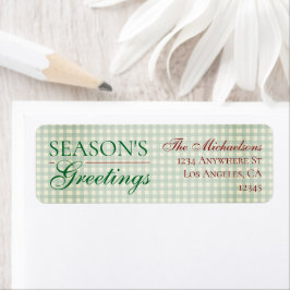 Etiqueta Saudações da temporada Gingham Natal