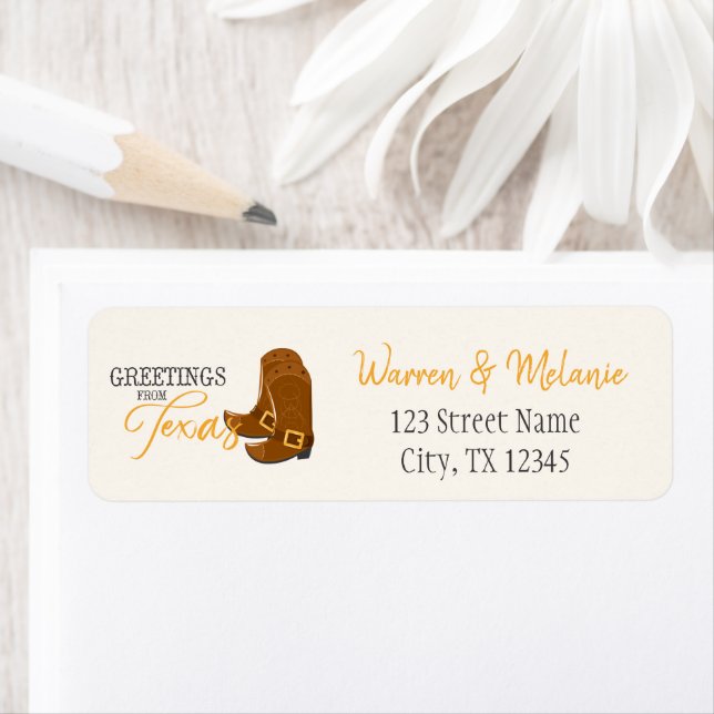 Etiqueta Saudações Do Endereço Texas (Insitu)