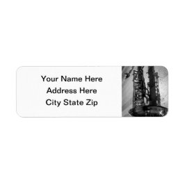 Etiqueta Saxofone preto e branco tenor