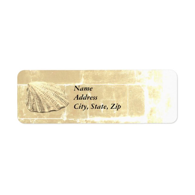 Etiqueta Scallop Seashell na Areia (Frente)